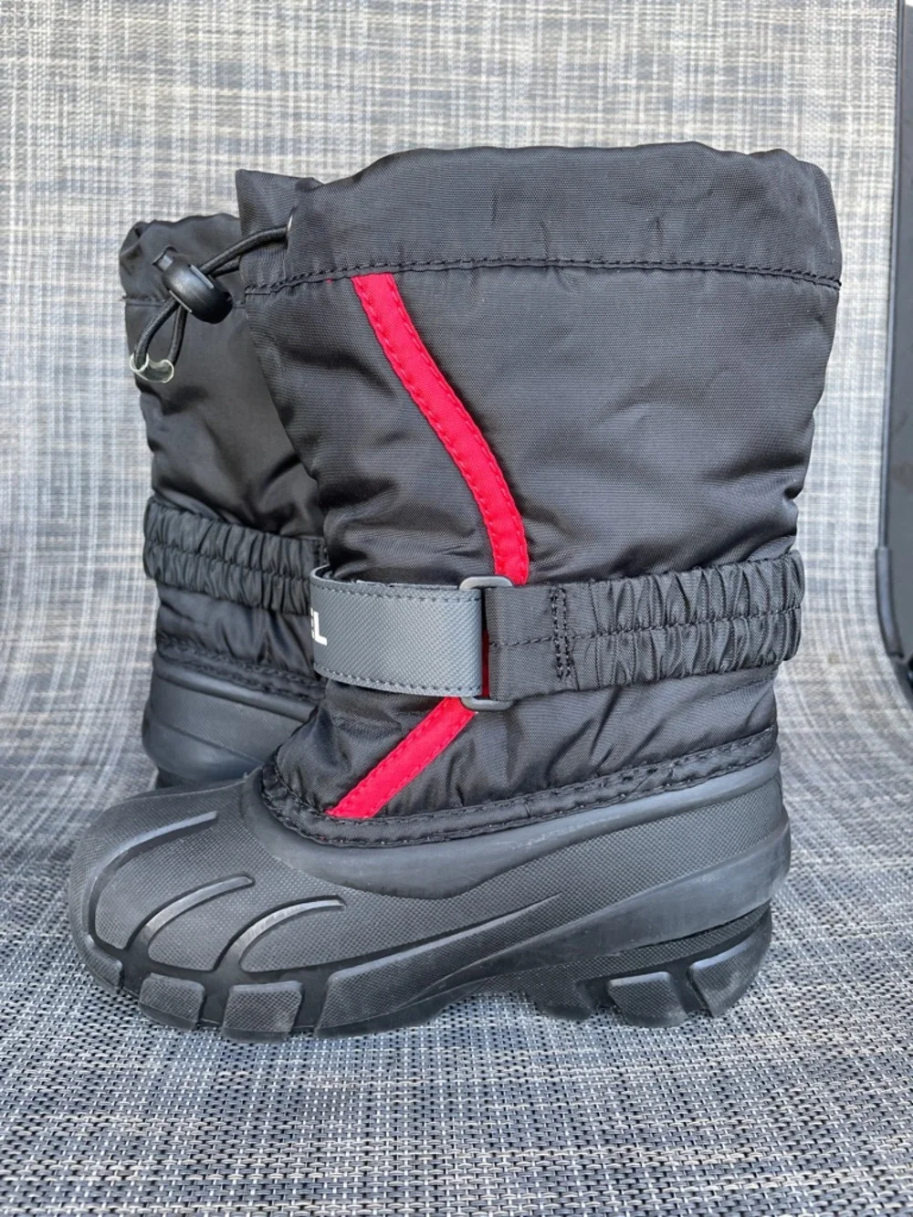 Sorel Kids' Flurry Snow Boots Waterproof Black Red Winter Insulated Shoes s 10